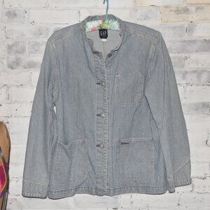 Retro GAP Blue White Striped Cotton Perfect Fall Jacket Size M!